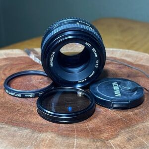 MINOLTA MD 50mm Prime Lens Bundle - Pro Filters & Cap